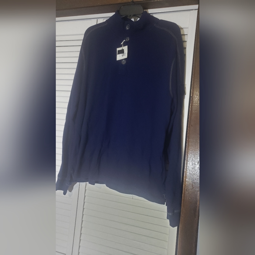 Madison Mens Navy Long Sleeve Mock Neck Sweater Large New with Tags